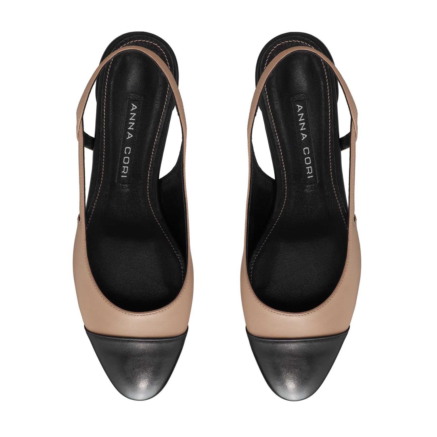Pantofi Decupati Dama 8078 Vitello Cappuccino+Negru