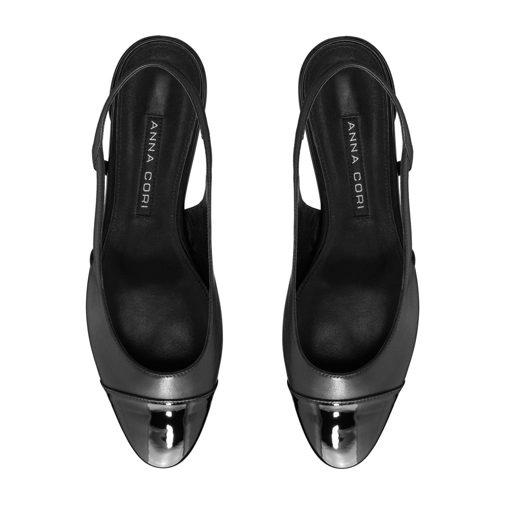 Pantofi Decupati Dama 8078 Vitello+Lac Negru